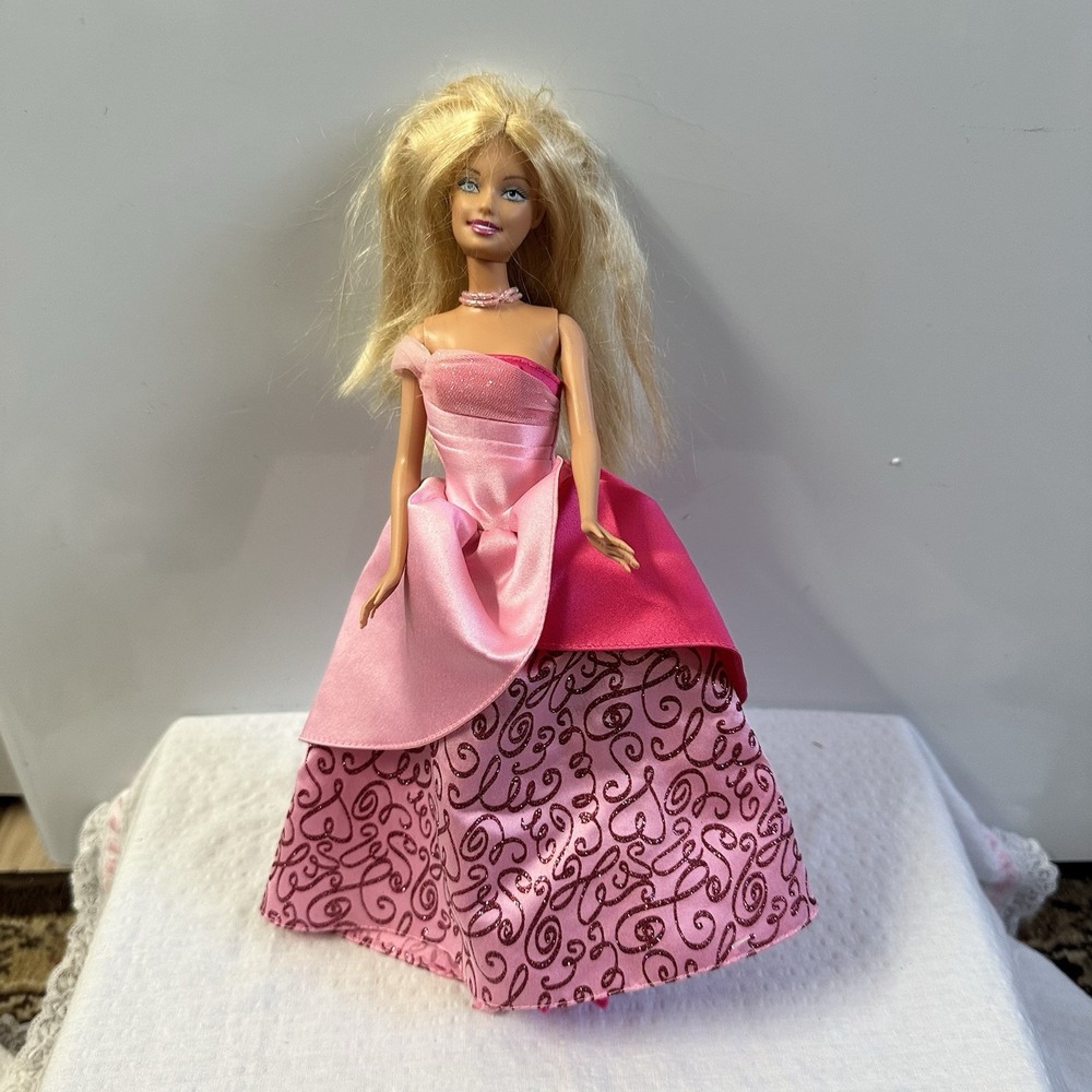 Mattel Birthday Party Barbie 1999 Doll Pink Dress Pink Shoes